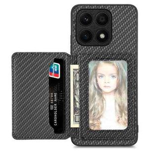 For Honor X8A Carbon Fiber Magnetic Card Wallet Bag Phone Case(Black)