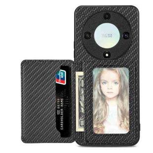 For Honor X9A Carbon Fiber Magnetic Card Wallet Bag Phone Case(Black)