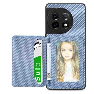 For OnePlus 11 5G Carbon Fiber Magnetic Card Wallet Bag Phone Case(Blue)