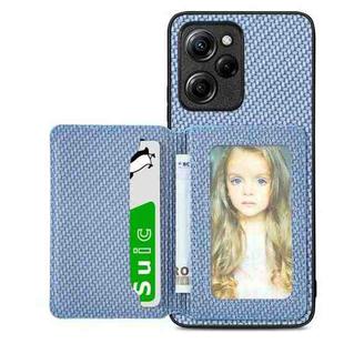 For Xiaomi Poco X5 Pro 5G Carbon Fiber Magnetic Card Wallet Bag Phone Case(Blue)