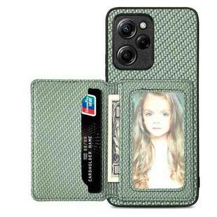 For Xiaomi Poco X5 Pro 5G Carbon Fiber Magnetic Card Wallet Bag Phone Case(Green)