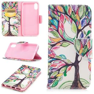 For iPhone SE 2022 / SE 2020 / 8 / 7 Colored Drawing Pattern Horizontal Flip Leather Case with Holder & Card Slots & Wallet(Tree of Life)
