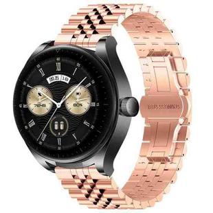 For Huawei Watch Buds Five Bull Half Round Stainless Steel Watch Band + Strap Removal Tool(Rose Gold)