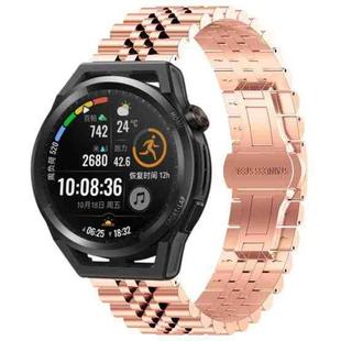 For Huawei Watch GT Runner Five Bull Half Round Stainless Steel Watch Band + Strap Removal Tool(Rose Gold)