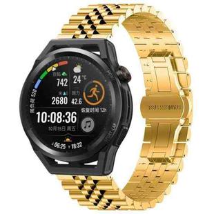 For Huawei Watch GT Runner Five Bull Half Round Stainless Steel Watch Band + Strap Removal Tool(Gold)