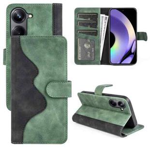 For Realme 10 Pro Stitching Horizontal Flip Leather Phone Case(Green)