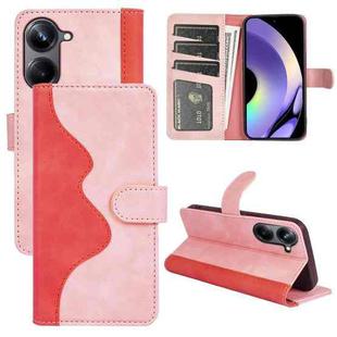 For Realme 10 Pro Stitching Horizontal Flip Leather Phone Case(Red)
