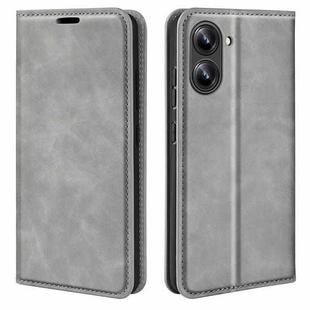 For Realme 10 4G Retro-skin Magnetic Suction Leather Phone Case(Grey)