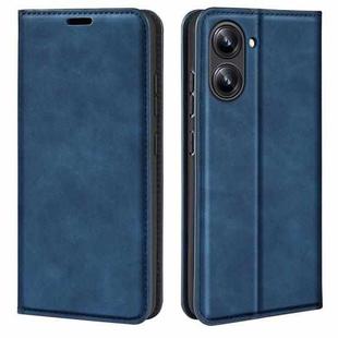 For Realme 10 4G Retro-skin Magnetic Suction Leather Phone Case(Dark Blue)