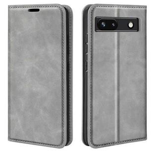 For Google Pixel 7a Retro-skin Magnetic Suction Leather Phone Case(Grey)