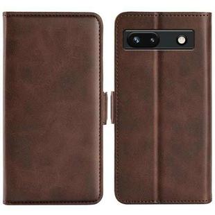 For Google Pixel 7a Dual-side Magnetic Buckle Leather Phone Case(Brown)
