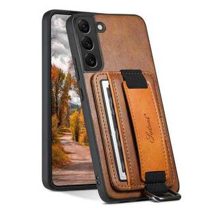 For Samsung Galaxy S22+ 5G Suteni H13 Card Wallet Wrist Strap Holder PU Phone Case(Brown)