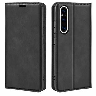 For Sony Xperia 1 V  Retro-skin  Magnetic Suction Leather Phone Case(Black)