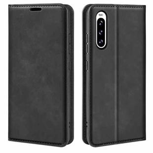 For Sony Xperia 10 V Retro-skin  Magnetic Suction Leather Phone Case(Black)