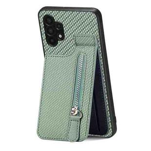 For Samsung Galaxy A32 5G Carbon Fiber Vertical Flip Zipper Phone Case(Green)