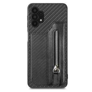 For Samsung Galaxy A32 5G Carbon Fiber Horizontal Flip Zipper Wallet Phone Case(Black)