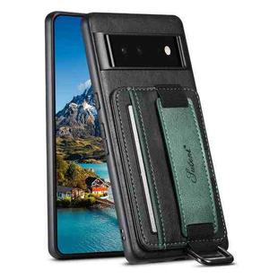 For Googel Pixel 6 Suteni H13 Card Wallet Wrist Strap Holder PU Phone Case(Black)