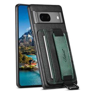 For Googel Pixel 7 5G Suteni H13 Card Wallet Wrist Strap Holder PU Phone Case(Black)