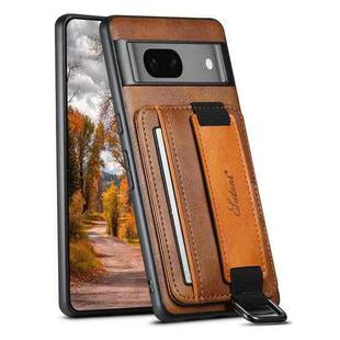 For Googel Pixel 7 5G Suteni H13 Card Wallet Wrist Strap Holder PU Phone Case(Brown)