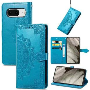 For Google Pixel 8 Mandala Flower Embossed Leather Phone Case(Blue)