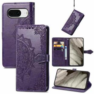 For Google Pixel 8 Mandala Flower Embossed Leather Phone Case(Purple)