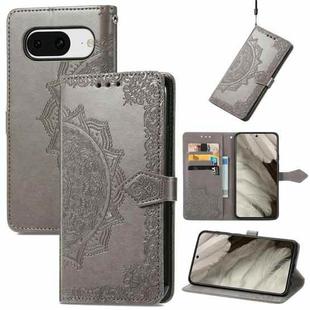 For Google Pixel 8 Mandala Flower Embossed Leather Phone Case(Gray)