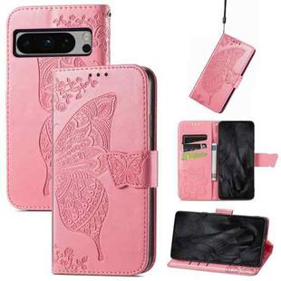 For Google Pixel 8 Pro Butterfly Love Flower Embossed Leather Phone Case(Pink)