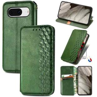For Google Pixel 8 Cubic Grid Pressed Magnetic Leather Phone Case(Green)