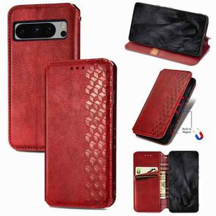 For Google Pixel 8 Pro Cubic Grid Pressed Magnetic Leather Phone Case(Red)