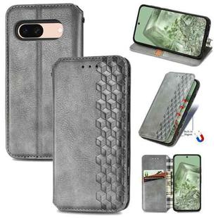 For Google Pixel 8a Cubic Grid Pressed Magnetic Leather Phone Case(Gray)