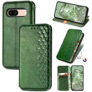 For Google Pixel 8a Cubic Grid Pressed Magnetic Leather Phone Case(Green)