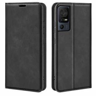 For TCL 40 SE Retro-skin  Magnetic Suction Leather Phone Case(Black)