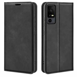 For TCL 40R Retro-skin Magnetic Suction Leather Phone Case(Black)