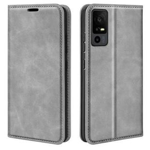 For TCL 40R Retro-skin Magnetic Suction Leather Phone Case(Grey)