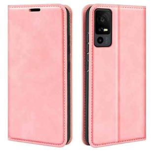 For TCL 40R Retro-skin Magnetic Suction Leather Phone Case(Pink)