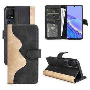 For TCL 40 SE Stitching Horizontal Flip Leather Phone Case(Black)