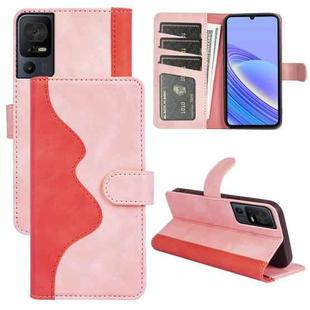 For TCL 40 SE Stitching Horizontal Flip Leather Phone Case(Red)