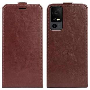 For TCL 40R R64 Texture Vertical Flip Leather Phone Case(Brown)
