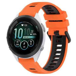 For Garmin Forerunner 265S 18mm Sports Two-Color Silicone Watch Band(Orange+Black)