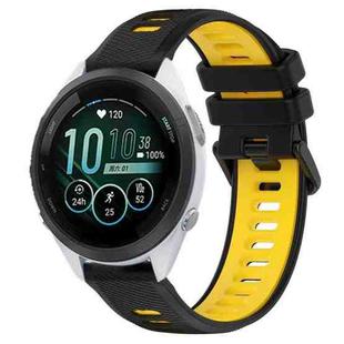 For Garmin Forerunner 265S 18mm Sports Two-Color Silicone Watch Band(Black+Yellow)