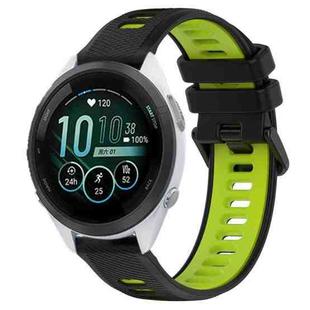 For Garmin Forerunner 265S Music 18mm Sports Two-Color Silicone Watch Band(Black+Green)