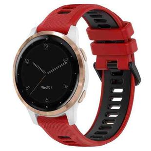 For Garmin Active S 18mm Sports Two-Color Silicone Watch Band(Red+Black)