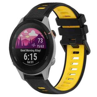 For Garmin Forerunner 255S 18mm Sports Two-Color Silicone Watch Band(Black+Yellow)