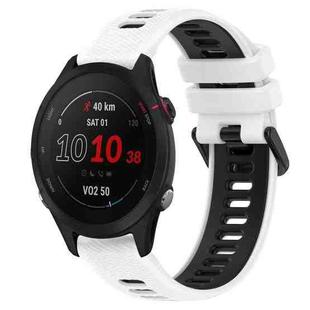 For Garmin Forerunner 255S Music 18mm Sports Two-Color Silicone Watch Band(White+Black)