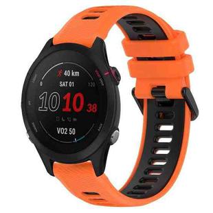 For Garmin Forerunner 255S Music 18mm Sports Two-Color Silicone Watch Band(Orange+Black)