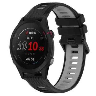 For Garmin Forerunner 255S Music 18mm Sports Two-Color Silicone Watch Band(Black+Grey)