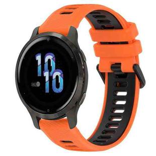 For Garmin Venu 2S 18mm Sports Two-Color Silicone Watch Band(Orange+Black)