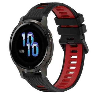 For Garmin Venu 2S 18mm Sports Two-Color Silicone Watch Band(Black+Red)