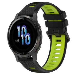 For Garmin Venu 2S 18mm Sports Two-Color Silicone Watch Band(Black+Green)