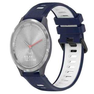 For Garmin Vivomove 3S 18mm Sports Two-Color Silicone Watch Band(Midnight Blue+White)